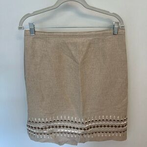 Elegant Tan Skirt with Embroidered Details